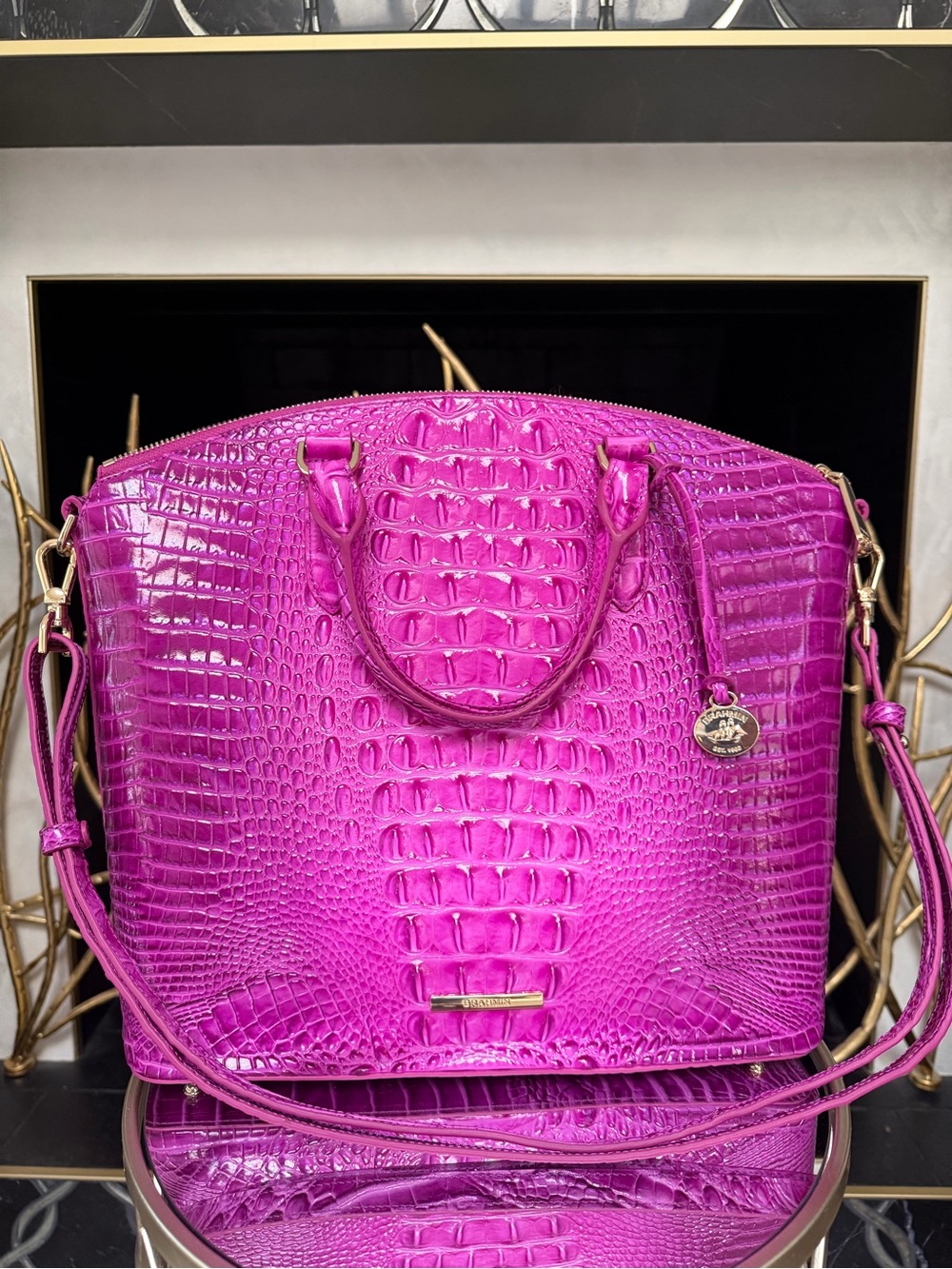 Brahmin Large Duxbury Satchel in Deep Fuchsia NWT